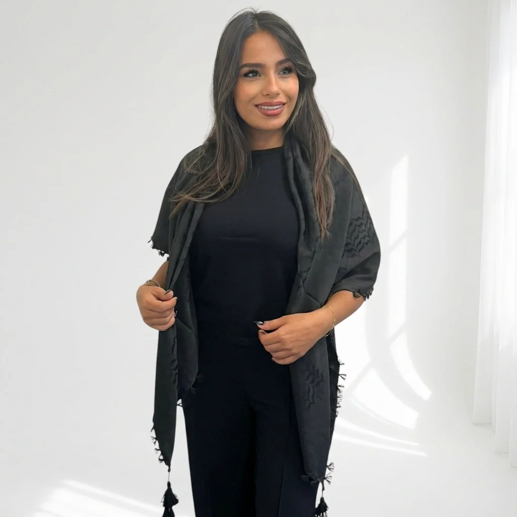 All Black Kufiya (Keffiyeh) | Kashmir - Image 3