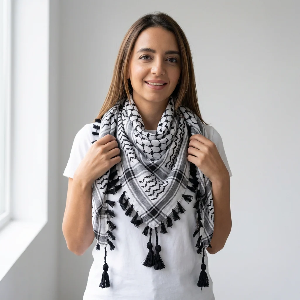 Royal Kufiya (Keffiyeh) | Black Handmade Tassels - Image 3