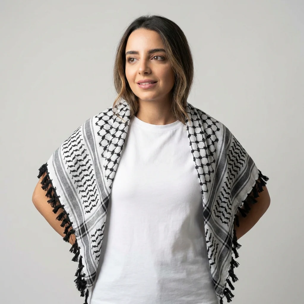 Royal Kufiya (Keffiyeh) | Black Handmade Tassels - Image 4