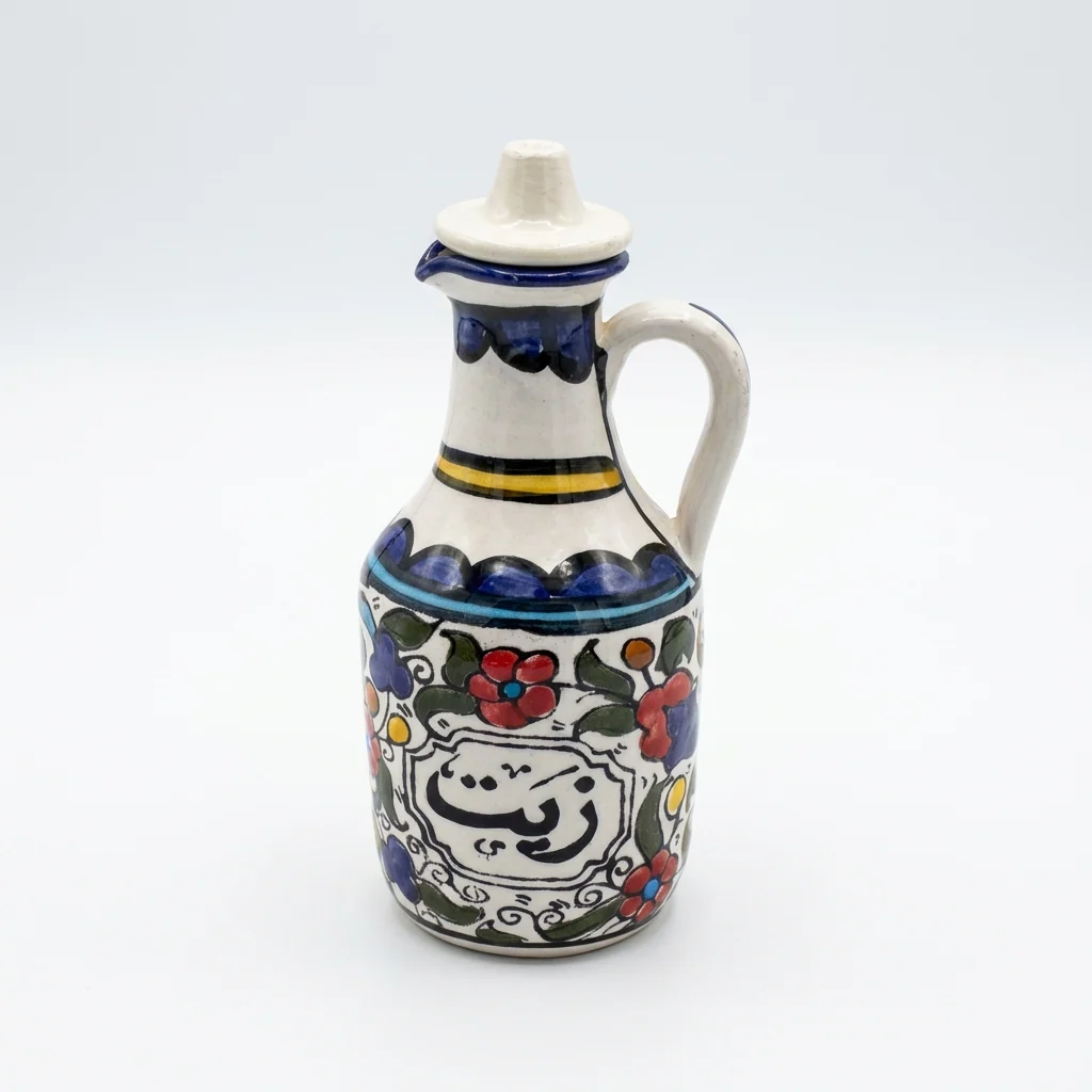 Ceramic Olive Oil Jug – Hand-Painted in Palestine - Image 3