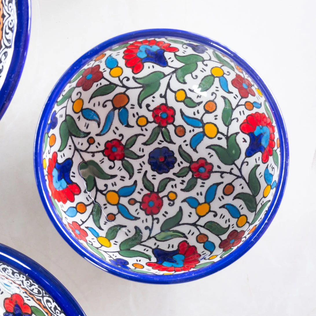 Dip Bowls | Small, Medium, Large – Hand-Painted Palestinian Ceramic | Multicolor & Navy - Image 4