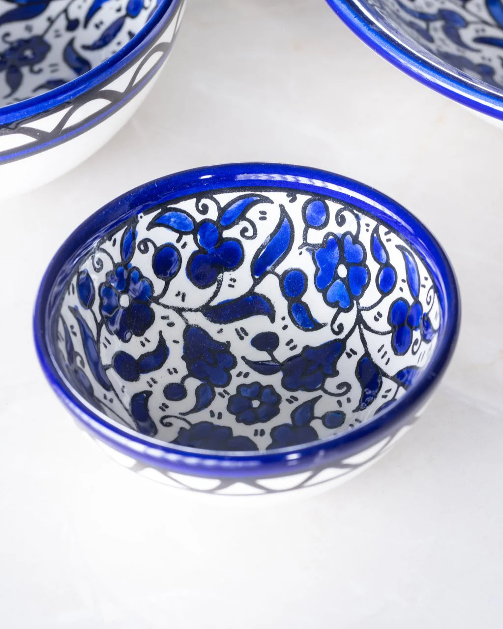Dip Bowls | Small, Medium, Large – Hand-Painted Palestinian Ceramic | Multicolor & Navy - Image 5