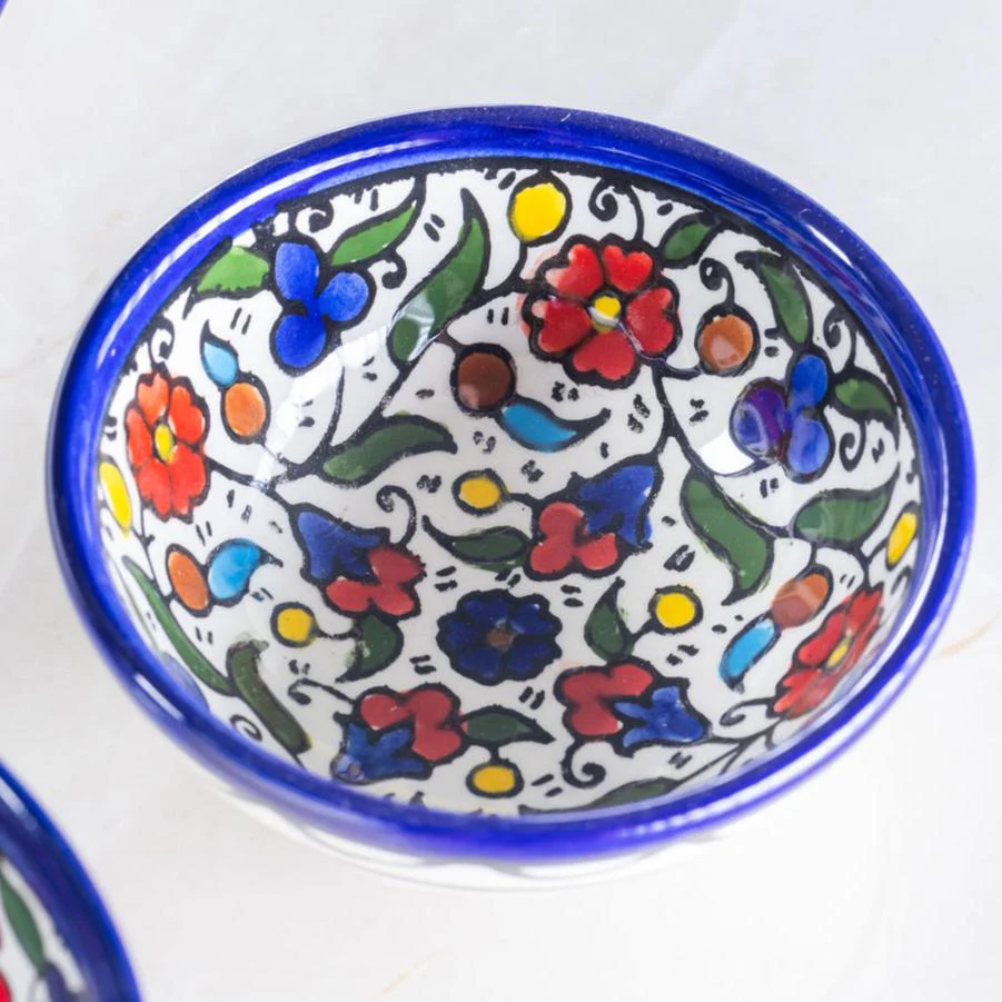 Dip Bowls | Small, Medium, Large – Hand-Painted Palestinian Ceramic | Multicolor & Navy - Image 6