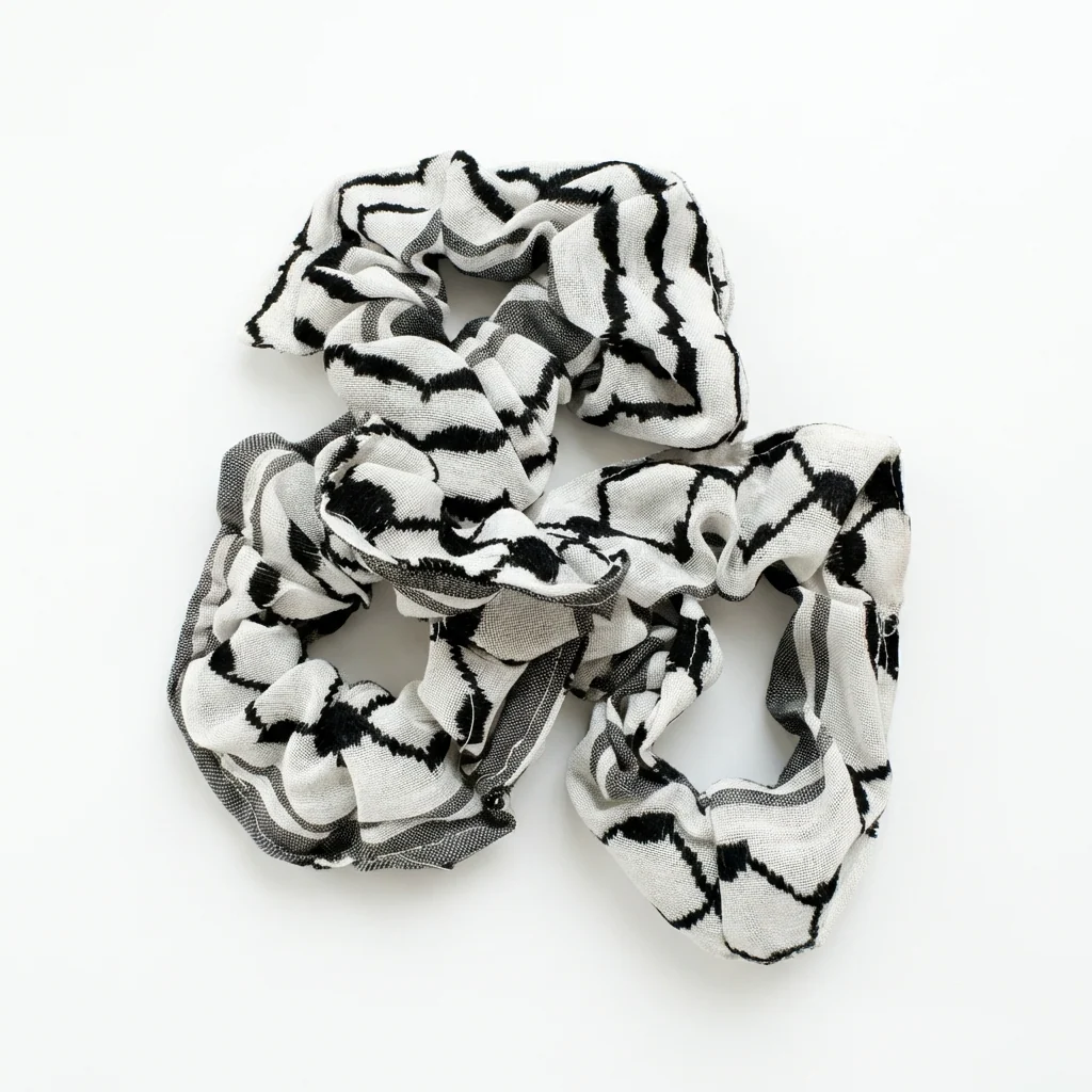 Classic Kufiya Scrunchie - White & Black - Image 4