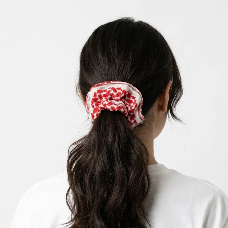 Shemagh Scrunchie - Red & White - Image 3