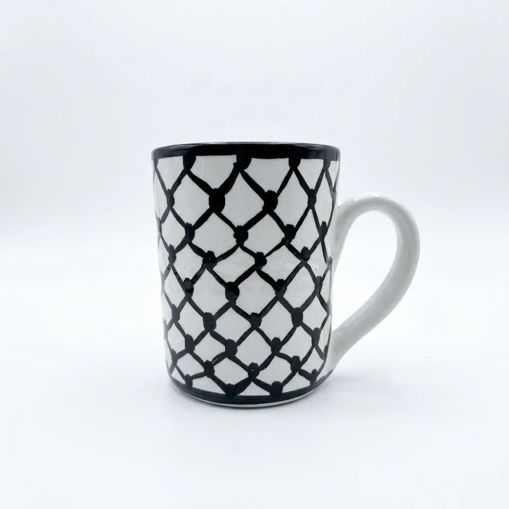 Handmade Kufiya Ceramic Mugs | Made by Palestinian Artisans - Image 3