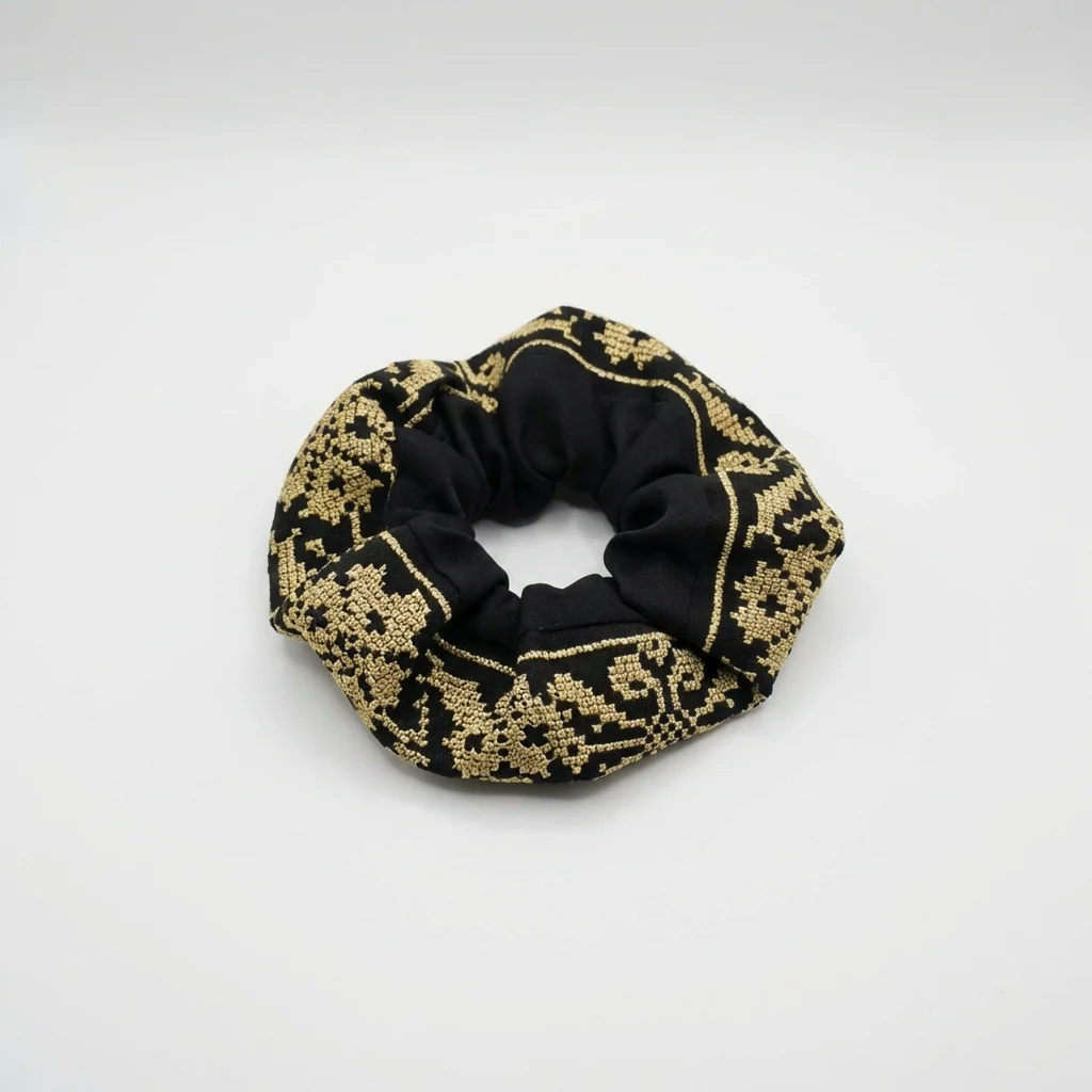 Midnight Gold – Tatreez Scrunchie - Image 3