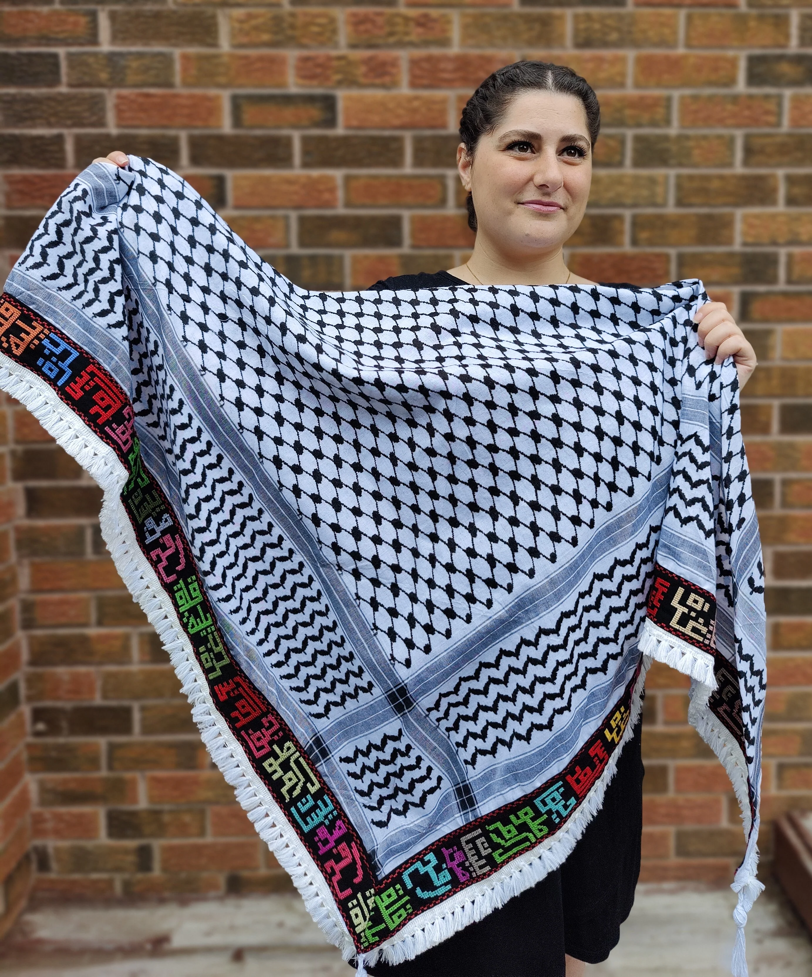 Mudun Tatreez Shawl (Keffiyeh) | Handmade Tassels - Image 5