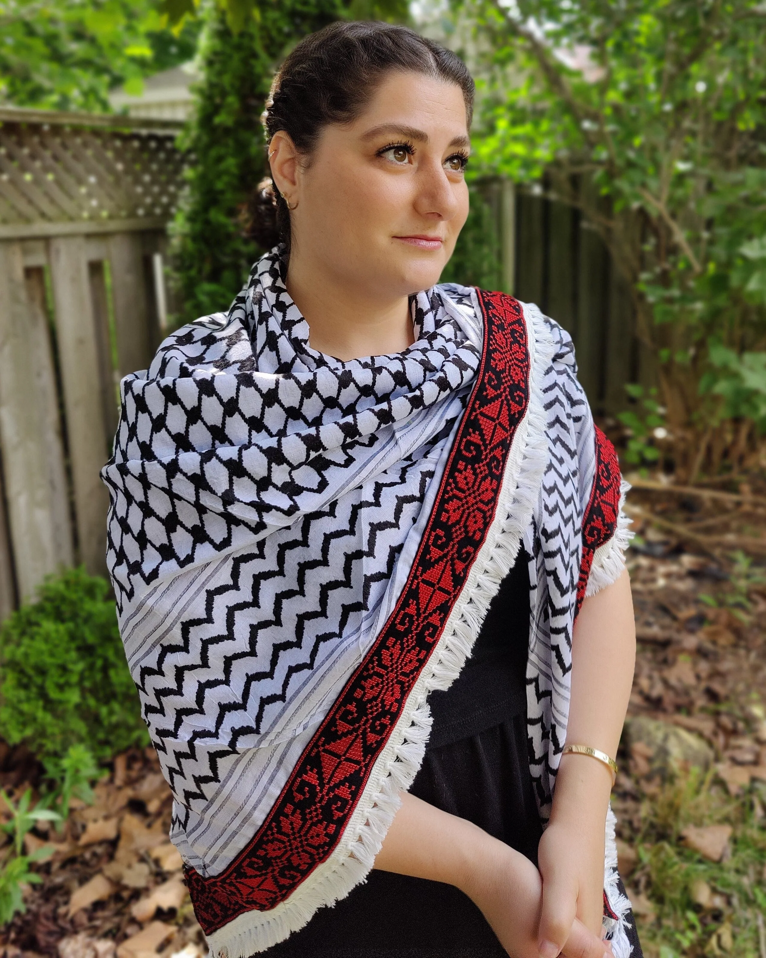 Najma Tatreez Shawl (Keffiyeh) | Handmade Tassels - Image 6