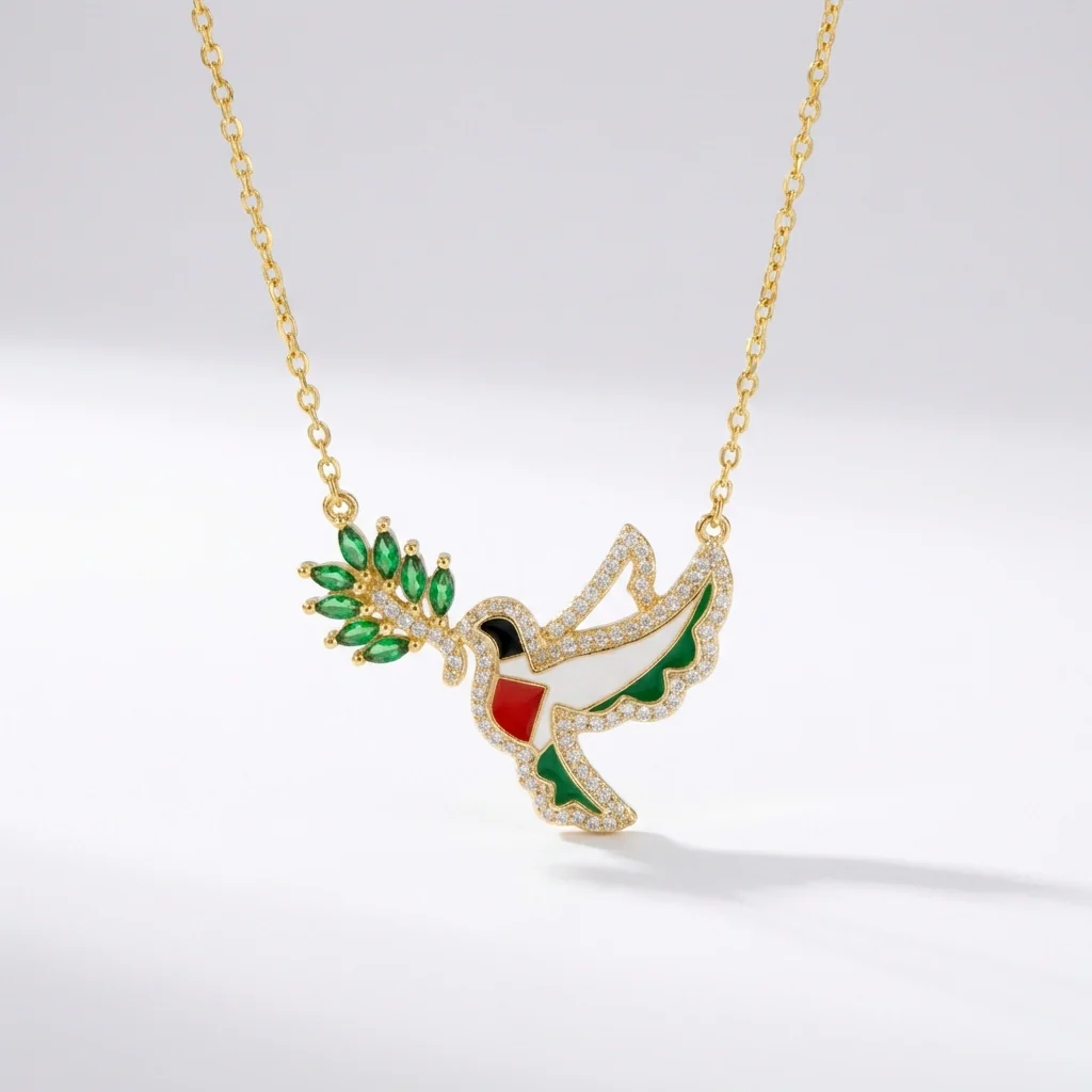 Dove & Olive Branch Necklace – 925 Sterling Silver | 18K Gold Plated Option - Image 3