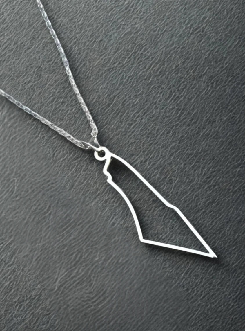 Palestine Map Necklace | Outline Design – Sterling Silver & 18k Gold Plated - Palestine Jewelry - Image 4