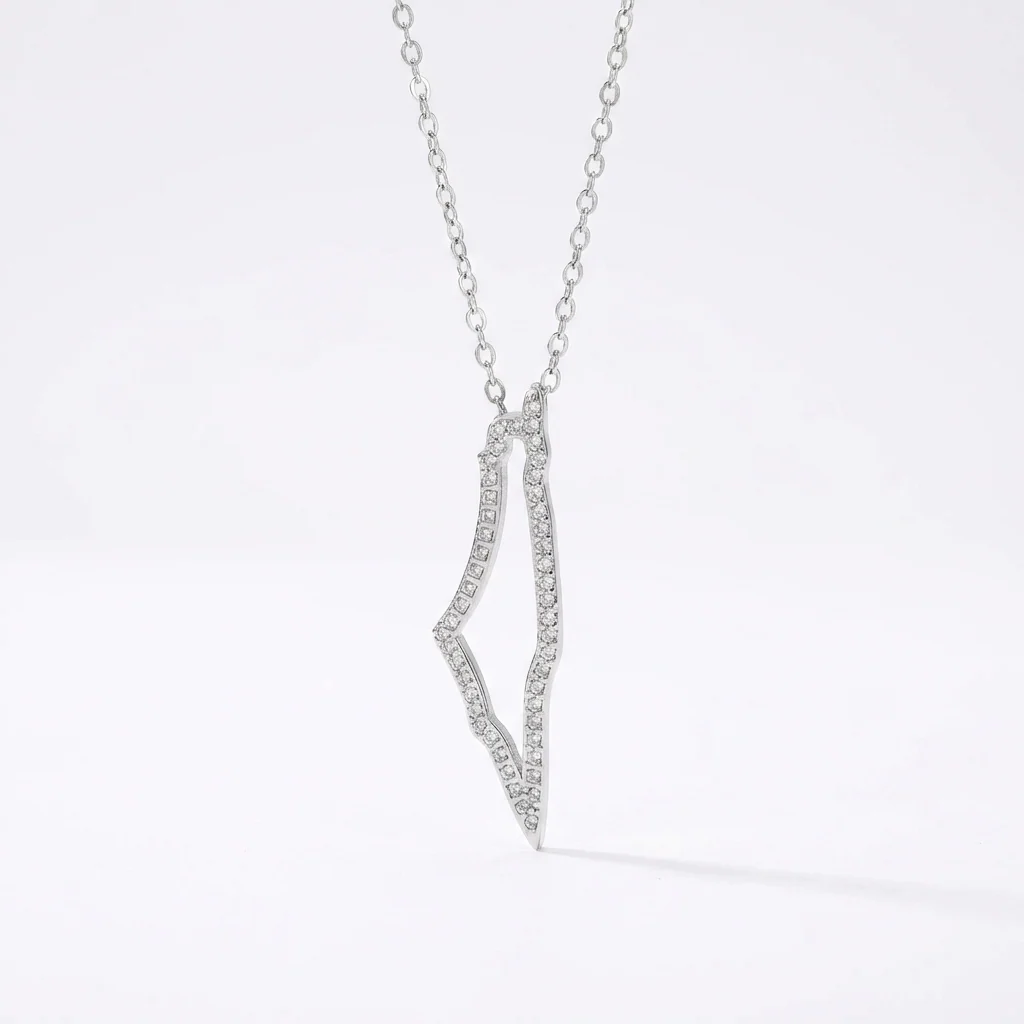 Palestine Map Outline Necklace | Crystal Pavé Design – Stainless Steel & 18K Gold Plated - 2 Sizes - Image 6