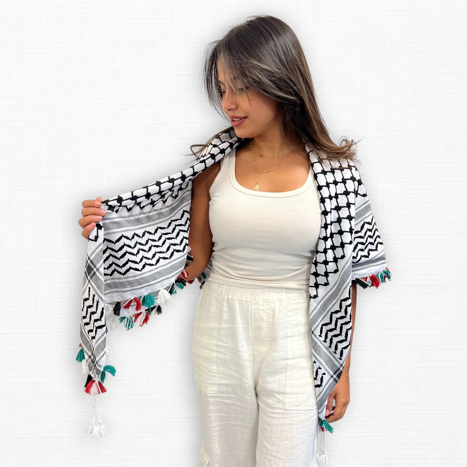 Royal Kufiya (Keffiyeh) | Flag Handmade Tassels - Image 3