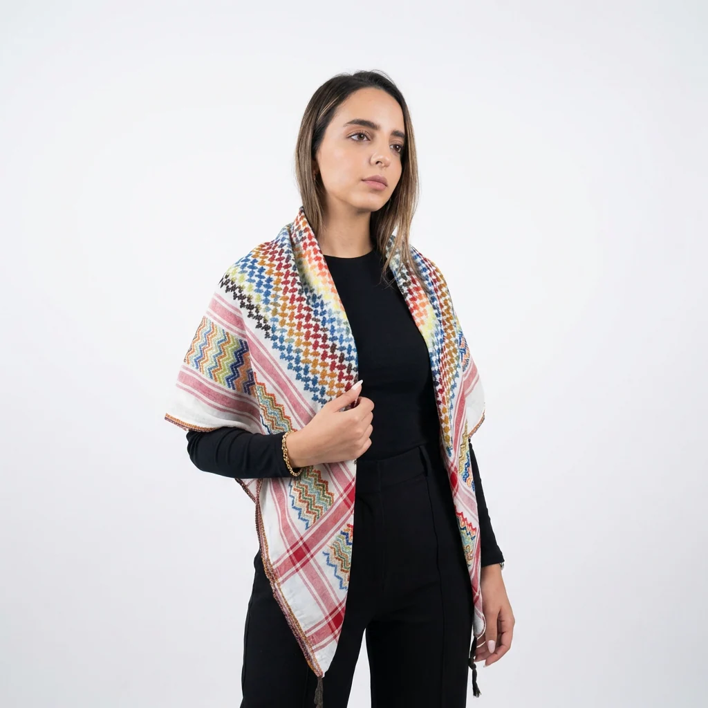 Mawasem Kufiya (Keffiyeh) | Pure White - Image 3