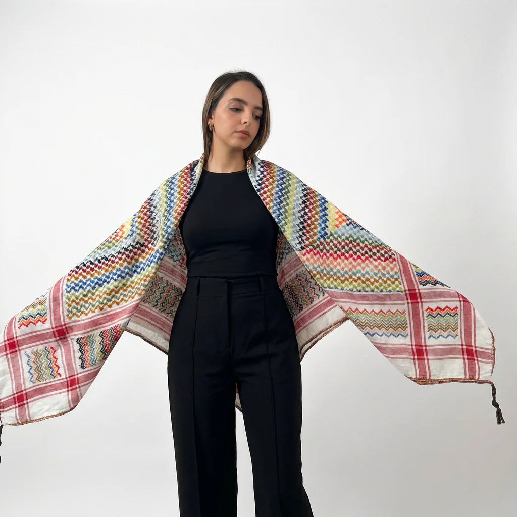 Mawasem Kufiya (Keffiyeh) | Pure White - Image 4