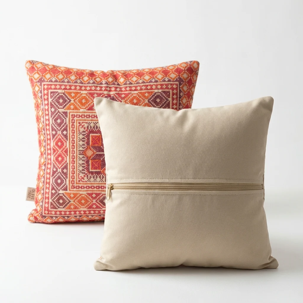 Saffron Red – Tatreez Embroidery | 16x16 - Image 3