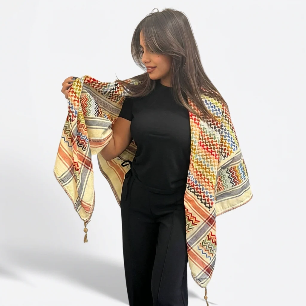 Mawasem Kufiya (Keffiyeh) | Sandy Yellow - Image 3
