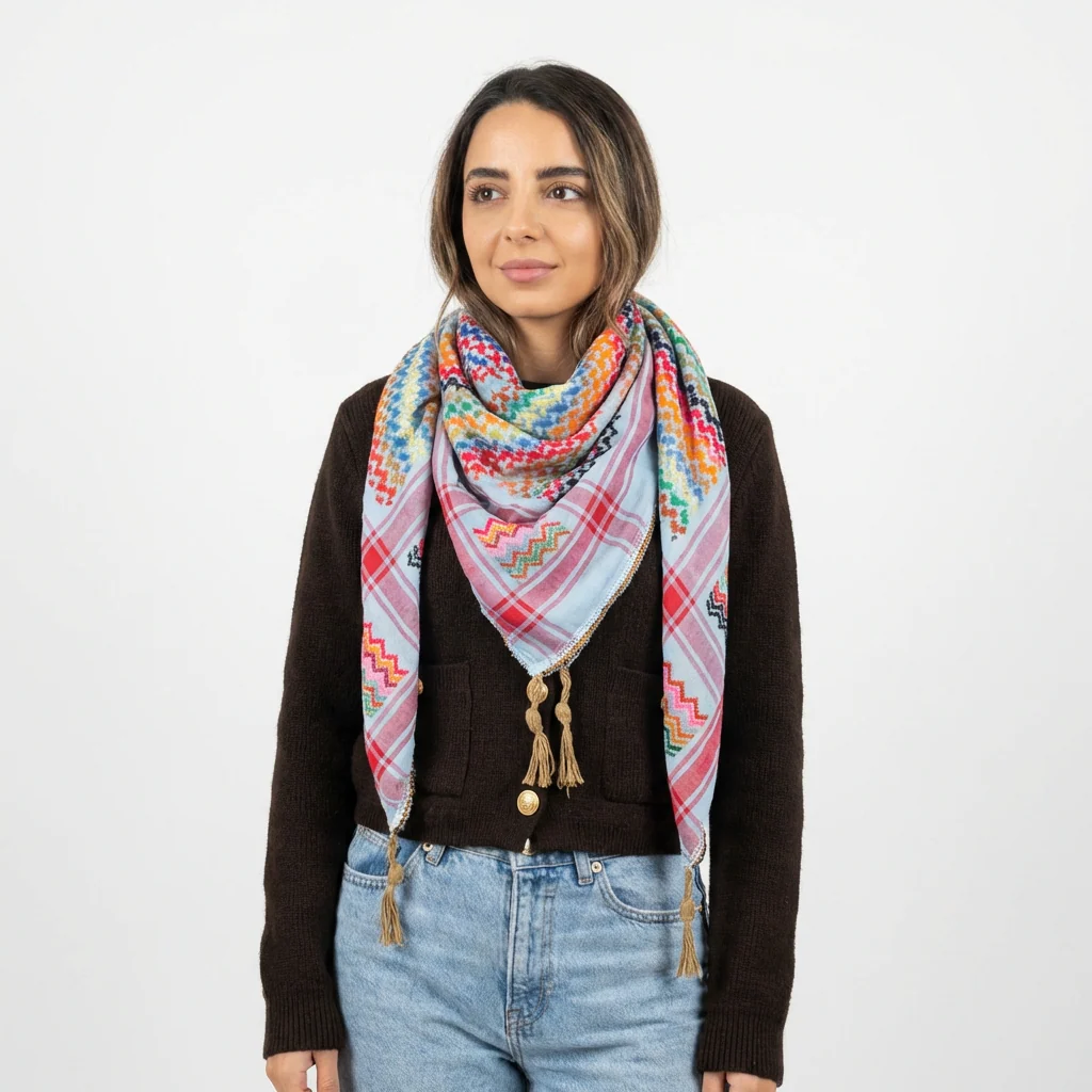 Mawasem Kufiya (Keffiyeh) | Sky Blue - Image 3