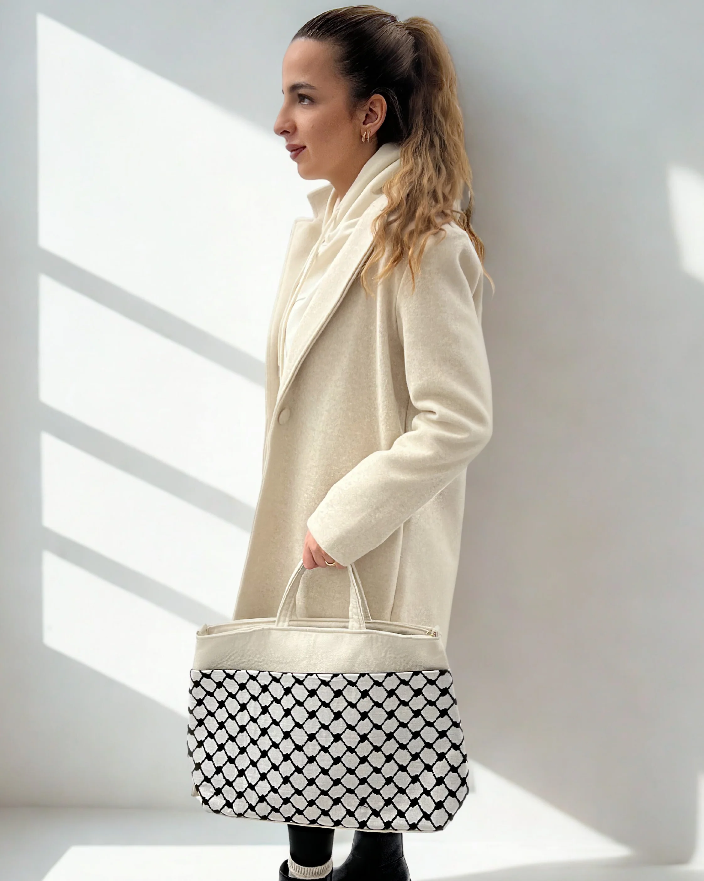 Cross-Body Functional Bags – Tatreez & Kufiya | Zipper & Dual Handles | Palestinian Solidarity - Image 3