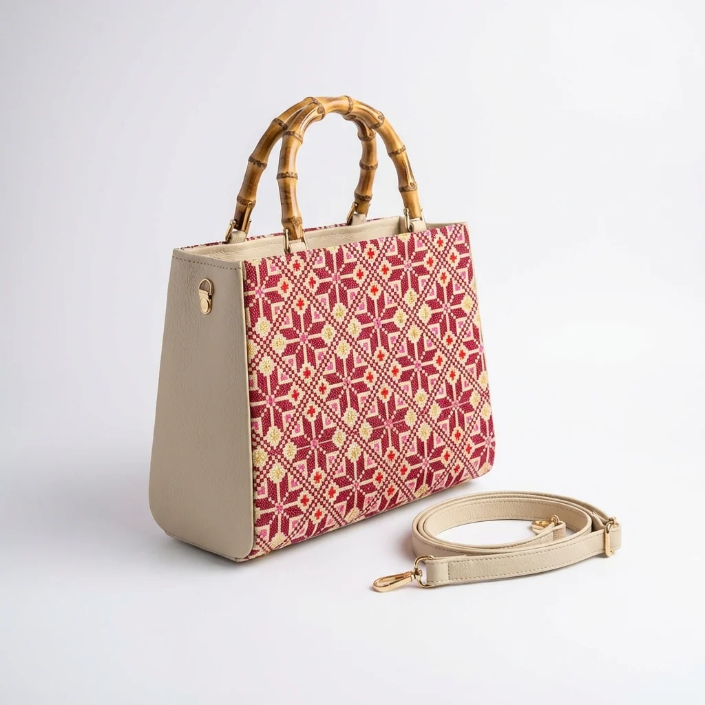 Handmade Tatreez Top-Handle Bag | Convertible Crossbody - Image 3