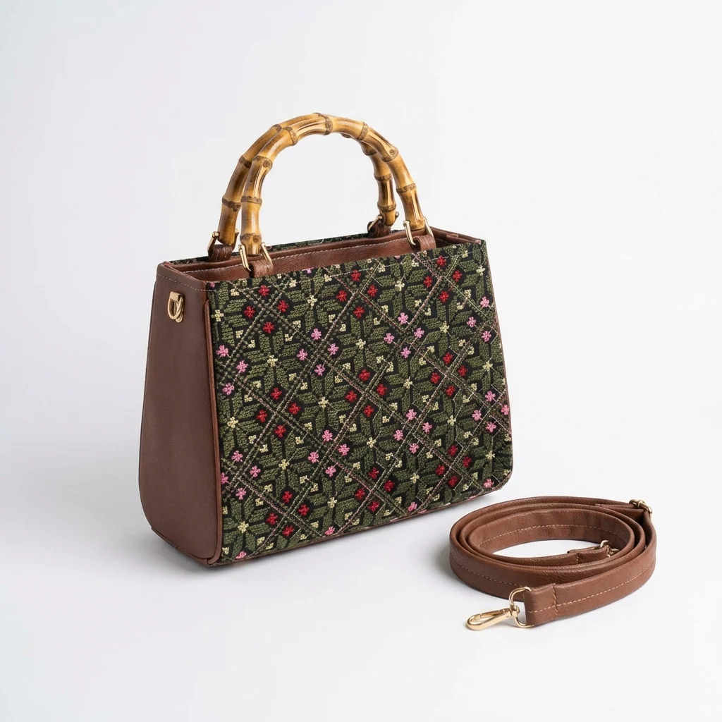 Handmade Tatreez Top-Handle Bag | Convertible Crossbody - Image 4