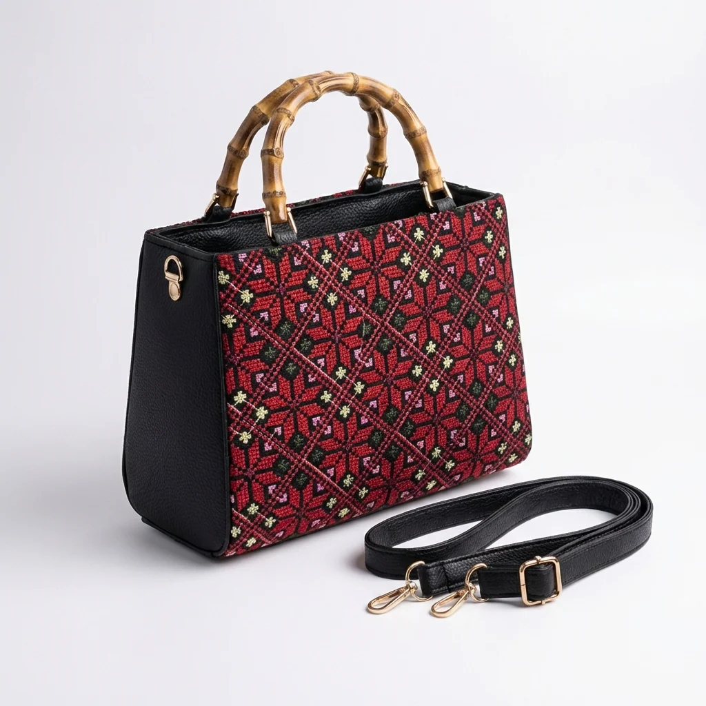 Handmade Tatreez Top-Handle Bag | Convertible Crossbody - Image 5