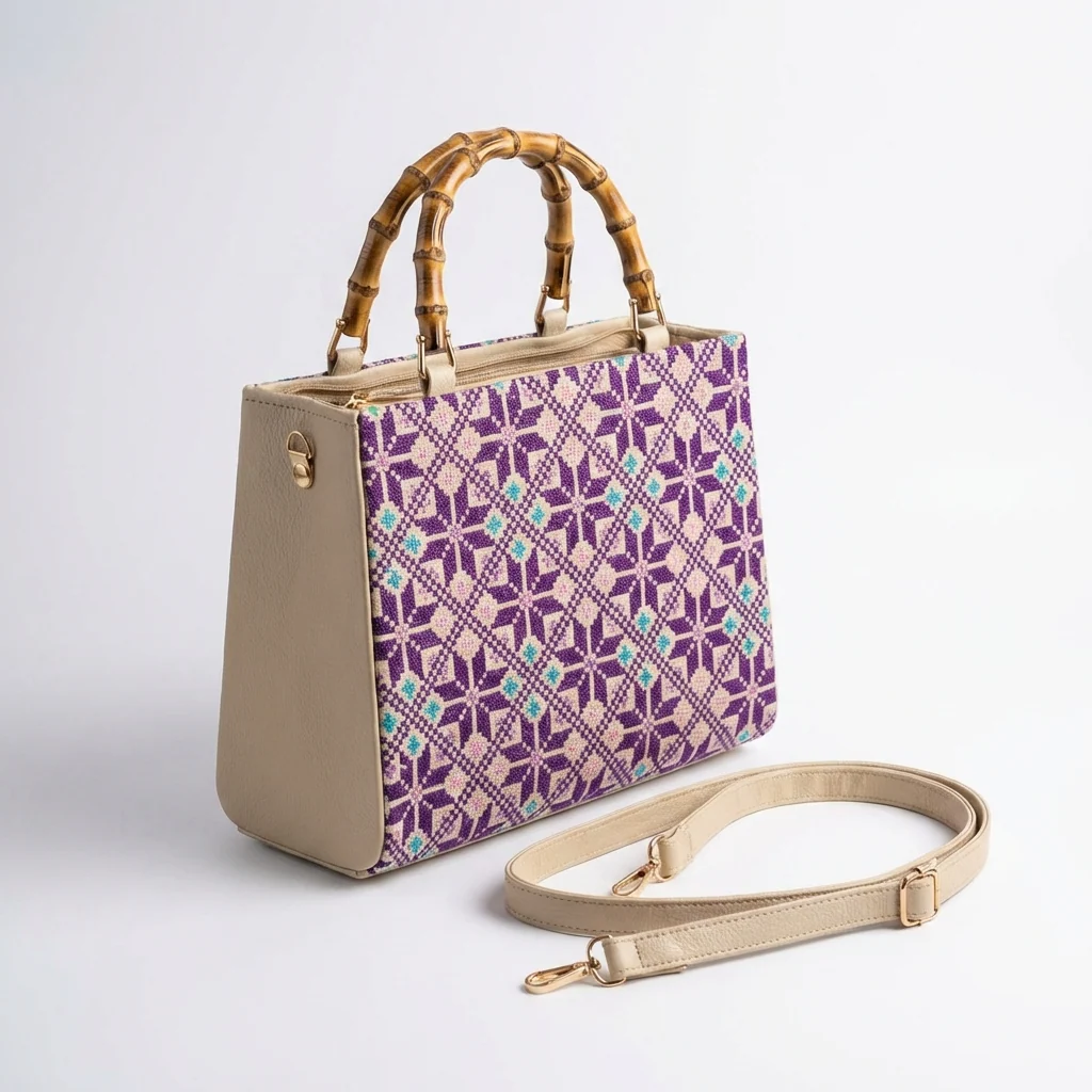 Handmade Tatreez Top-Handle Bag | Convertible Crossbody - Image 6