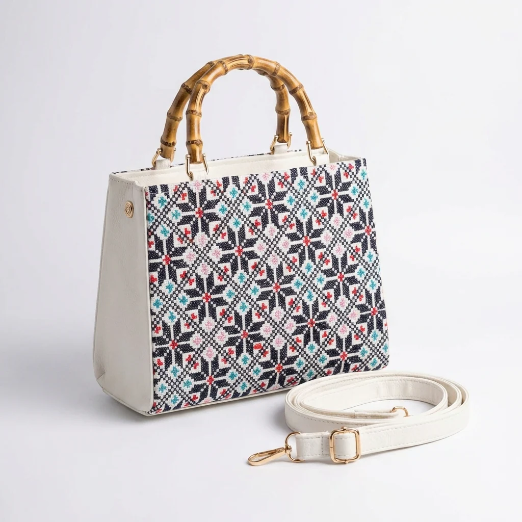 Handmade Tatreez Top-Handle Bag | Convertible Crossbody - Image 7