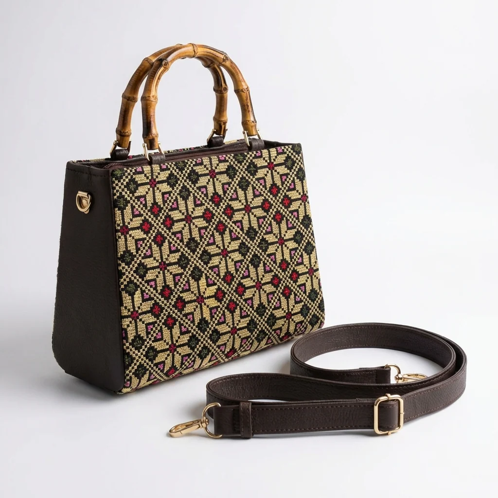 Handmade Tatreez Top-Handle Bag | Convertible Crossbody - Image 8