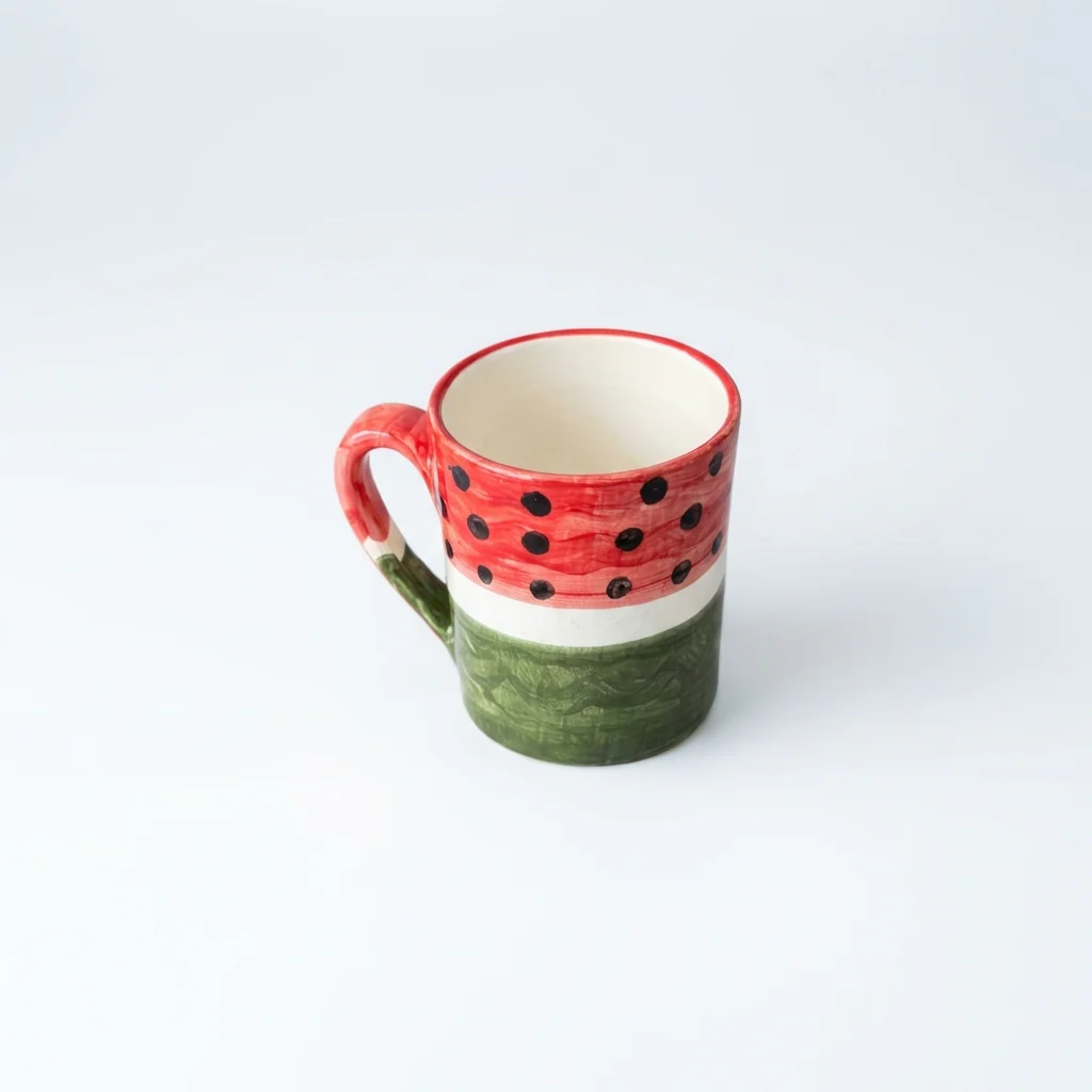 Handmade Watermelon Ceramic Mug | Made by Palestinian Artisans - Image 3
